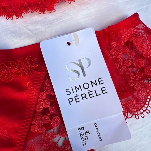 Simone Perele WISH SET demi bra and thong panties in RUBY  BNWT 32c and M thong - Picture 8 of 16